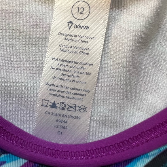 Lululemon Ivivva Purple and Blue Kids One Piece Swimsuit girls Like New! 12 - Picture 6 of 6